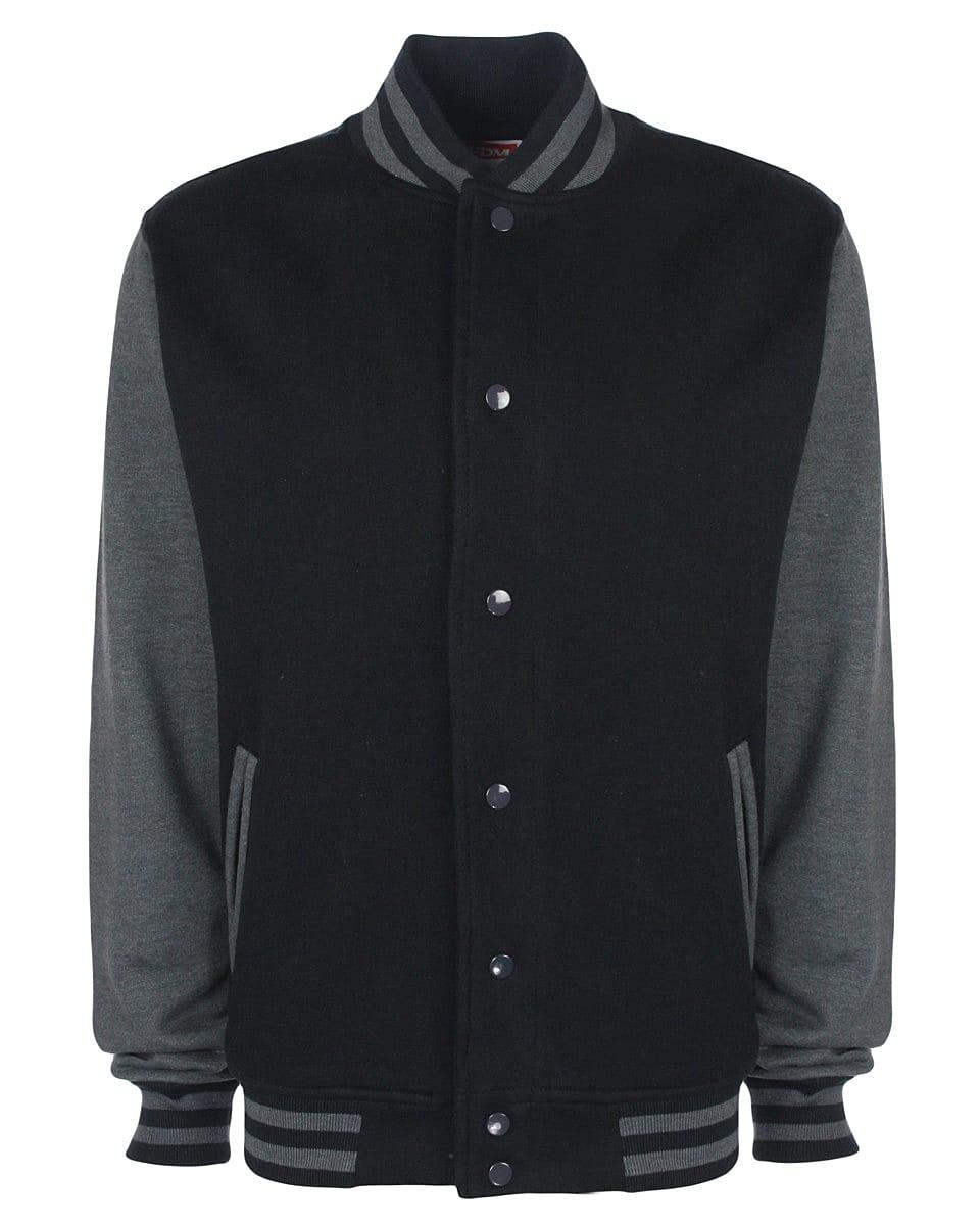 FDM Unisex Varsity Jacket in Black / Charcoal (Product Code: FV001)