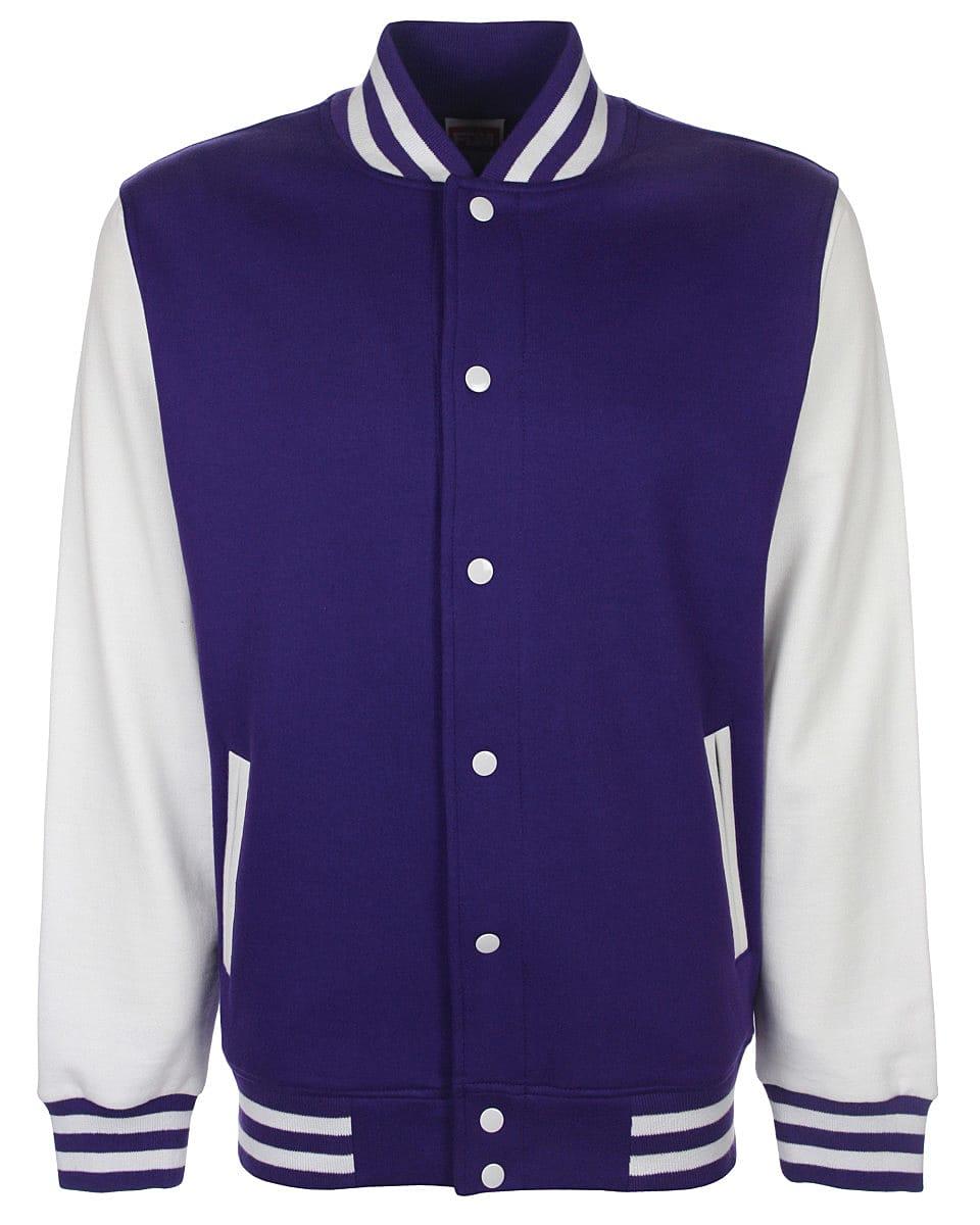 FDM Unisex Varsity Jacket in Purple / White (Product Code: FV001)