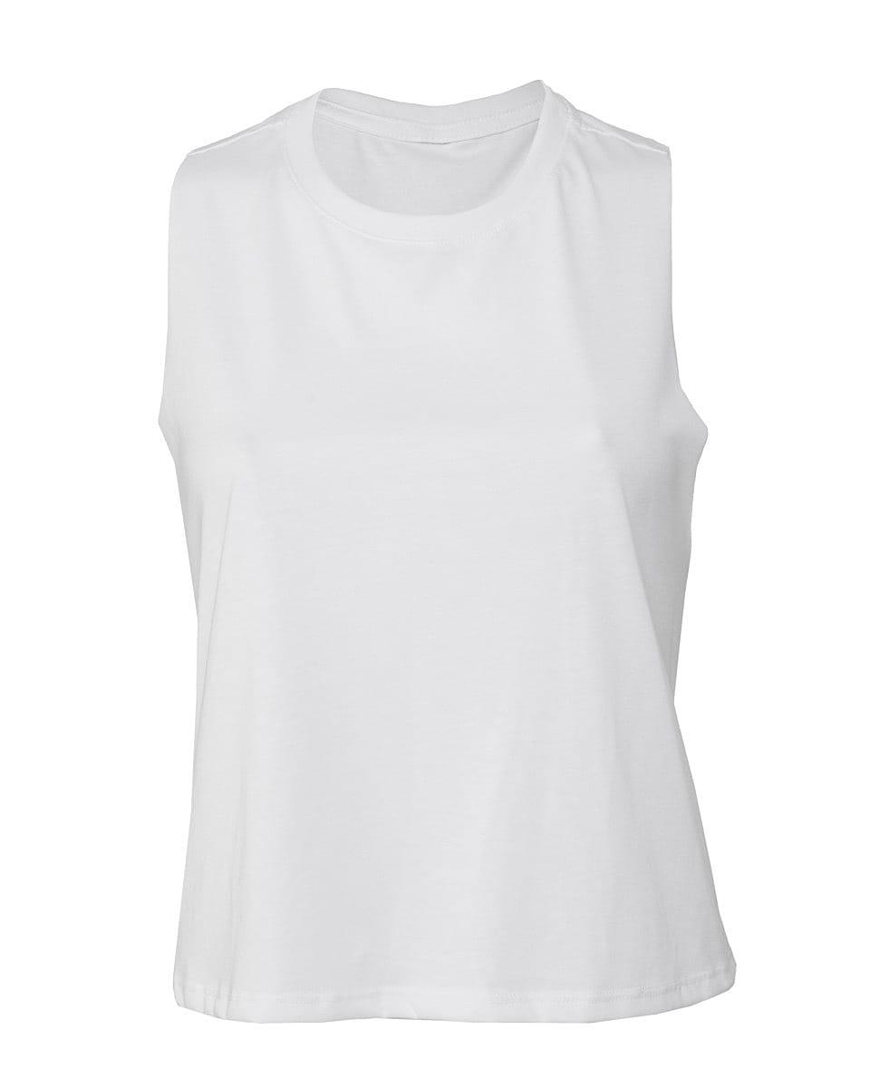 Bella Womens Racerback Cropped Tank in Solid White Triblend (Product Code: BE6682)
