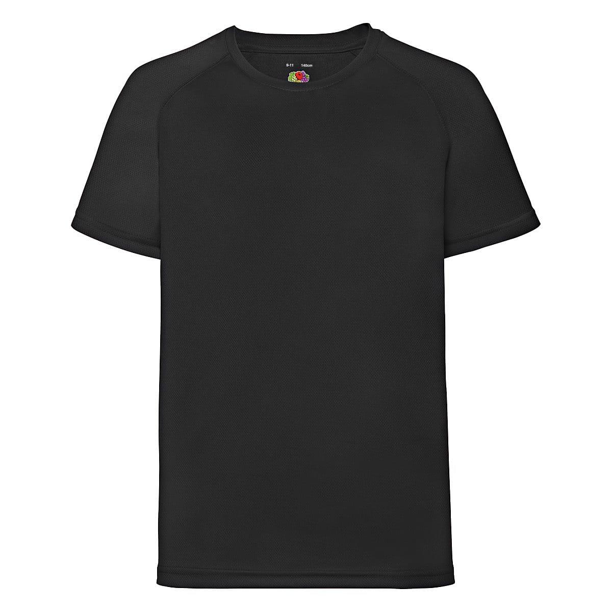 Fruit Of The Loom Childrens Kids Performance T-Shirt in Black (Product Code: 61013)