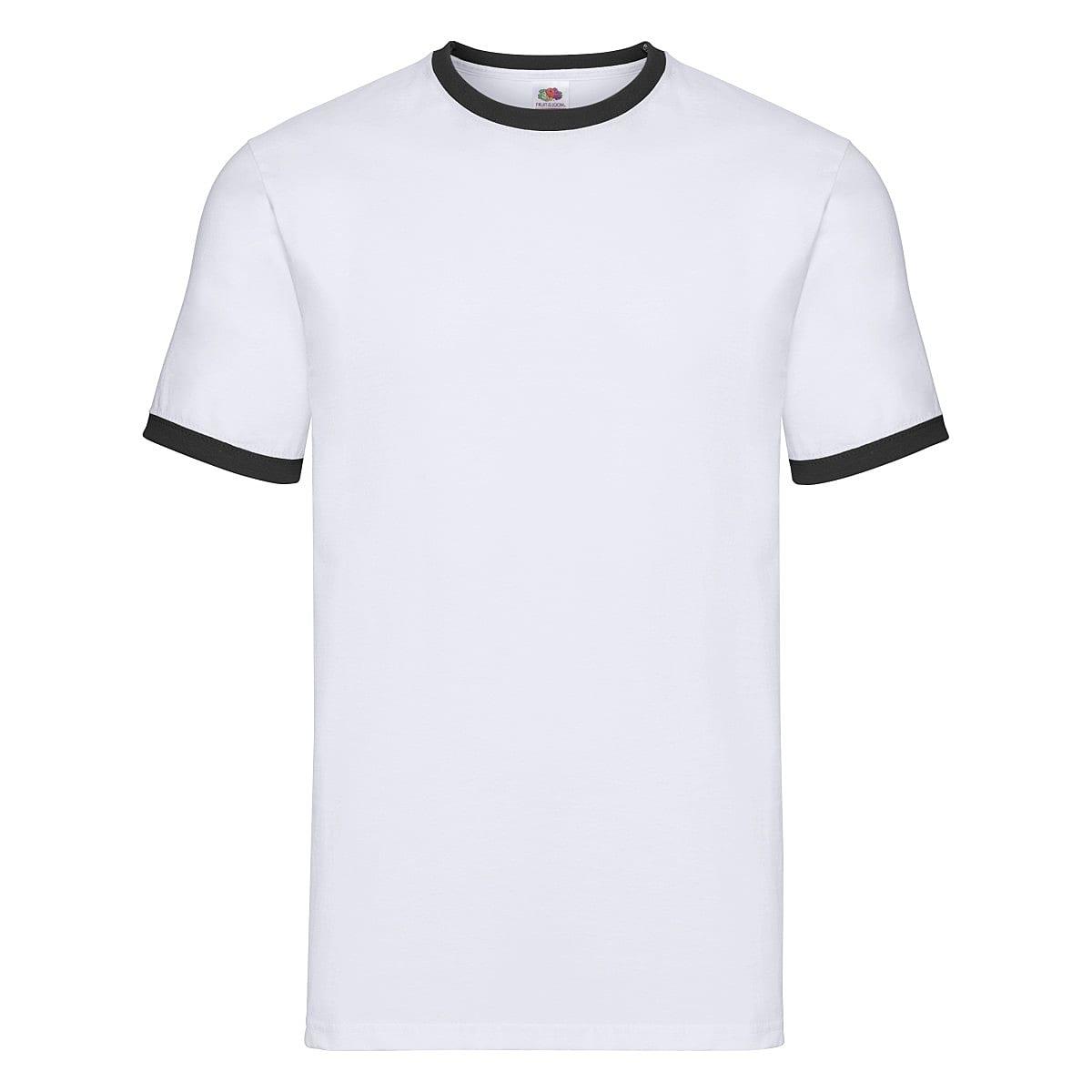 Fruit Of The Loom Ringer T-Shirt in White / Black (Product Code: 61168)