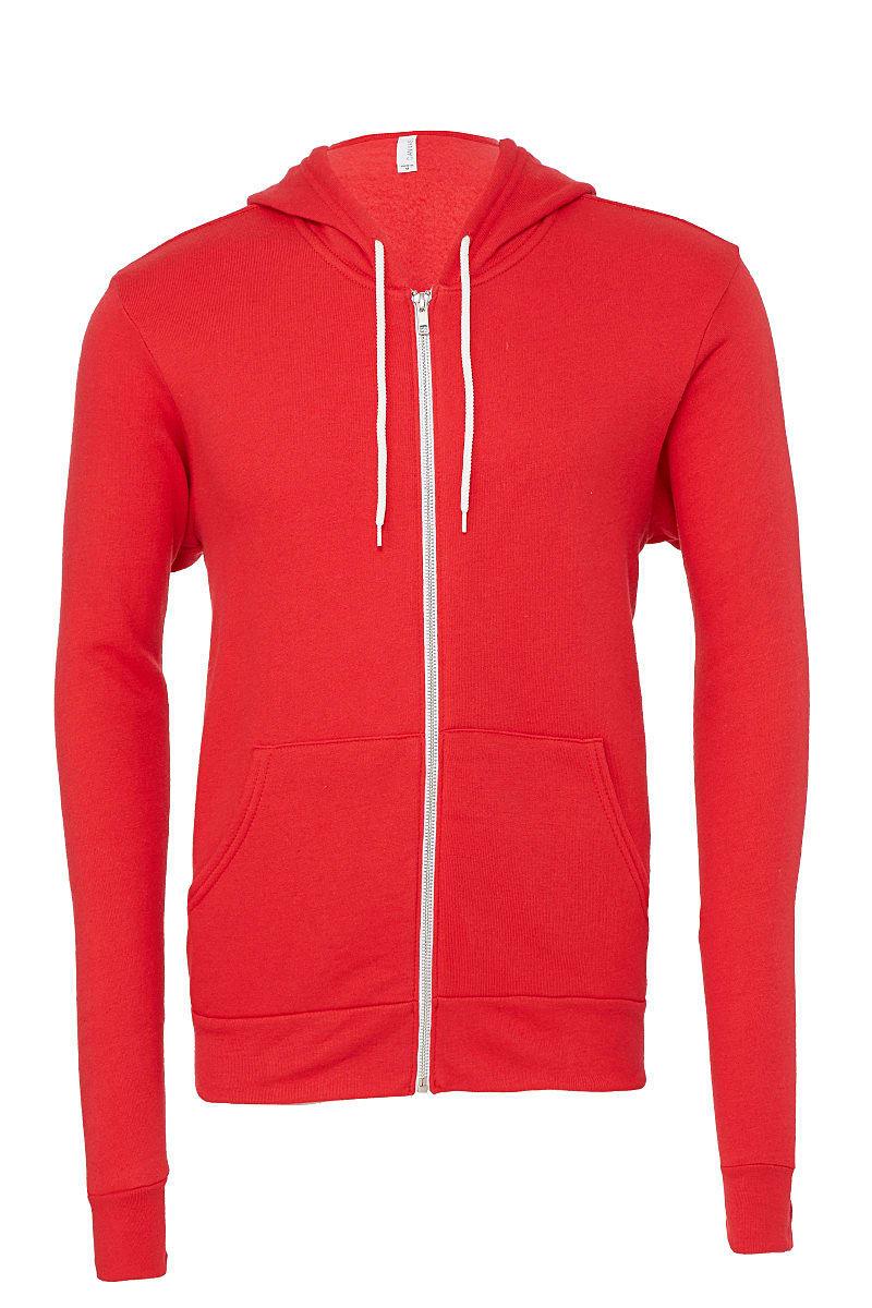 Bella Unisex Zip-up Polycotton Fleece Hoodie in Red (Product Code: CA3739)