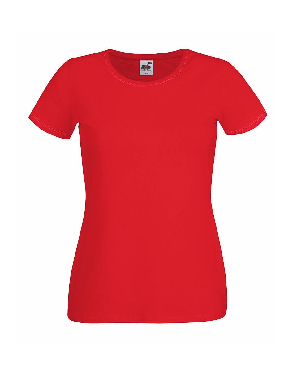 Fruit Of The Loom Lady-Fit Crew Neck T-Shirt in Red (Product Code: 61378)