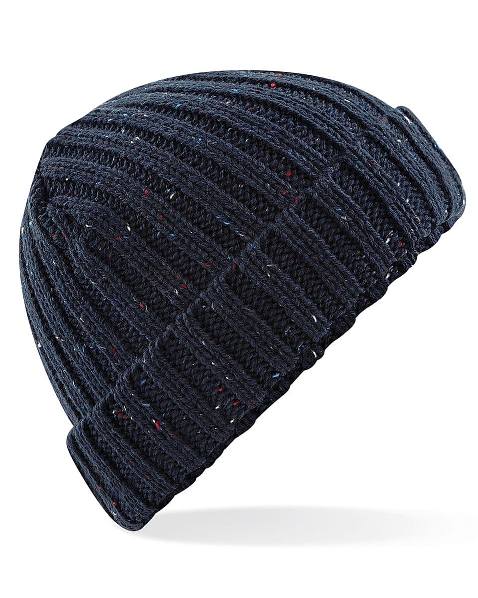 Beechfield Rustic Fleck Beanie Hat in French Navy (Product Code: B427)
