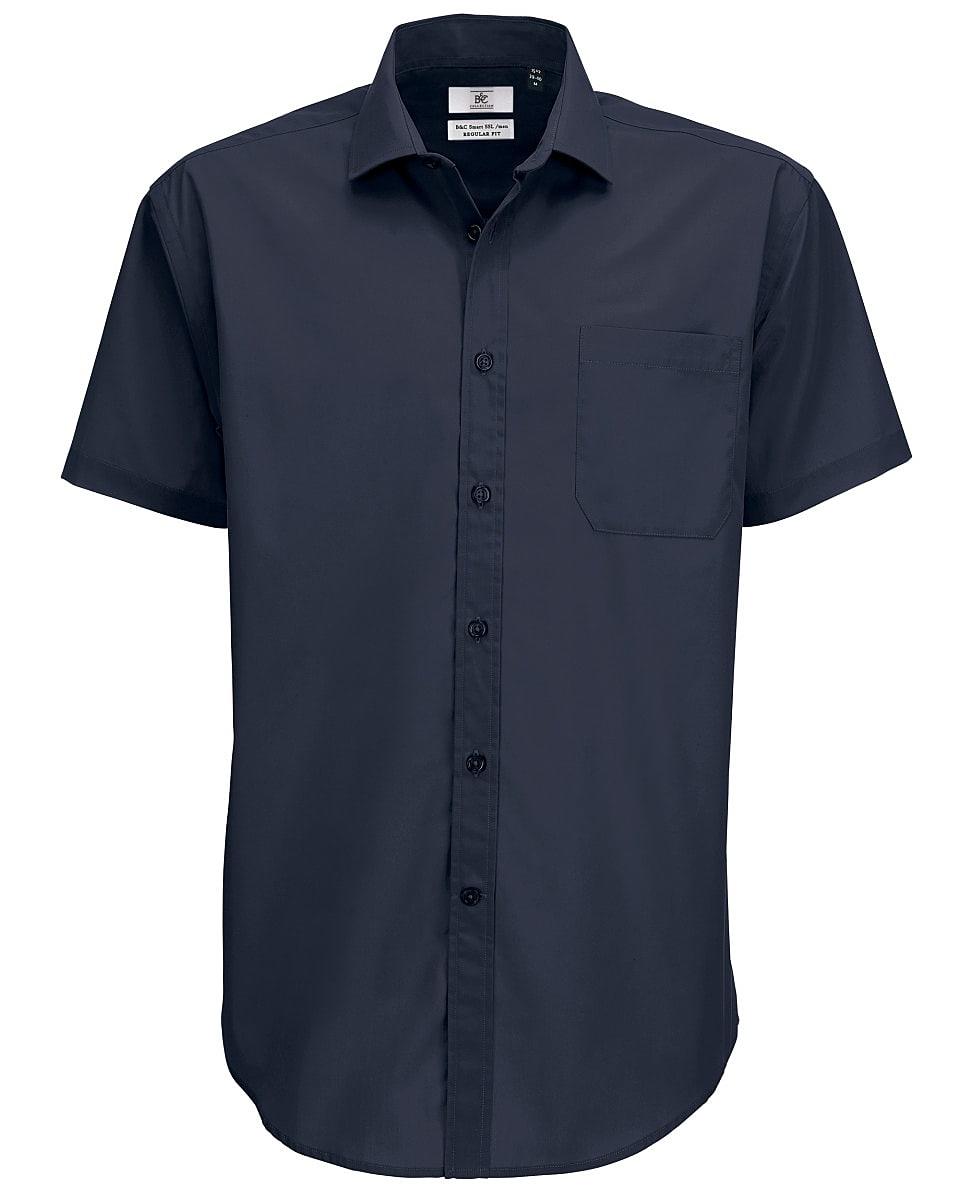 B&C Mens Smart Short-Sleeve Shirt in Navy Blue (Product Code: SMP62)