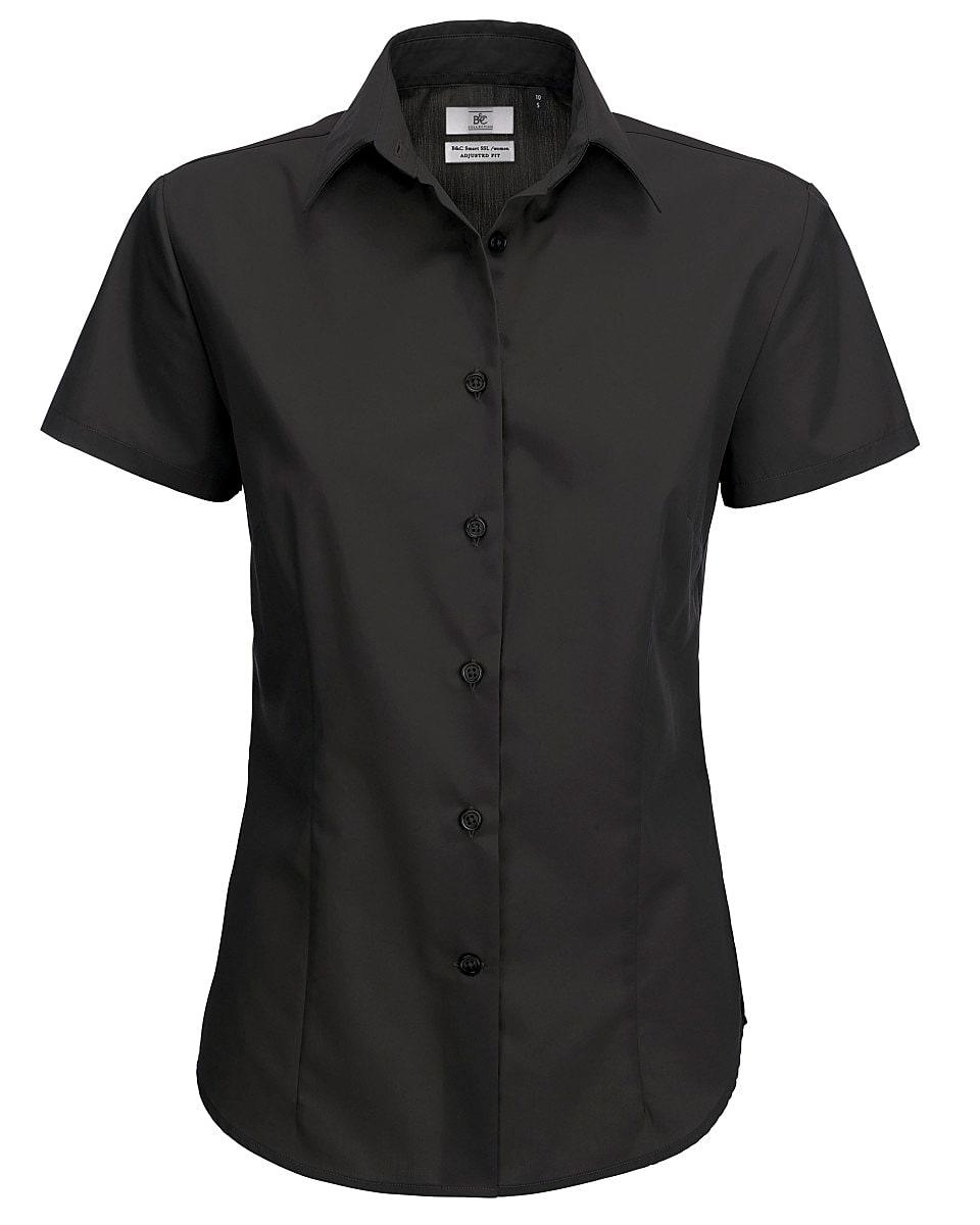 B&C Womens Smart Short-Sleeve Poplin Shirt in Black (Product Code: SWP64)