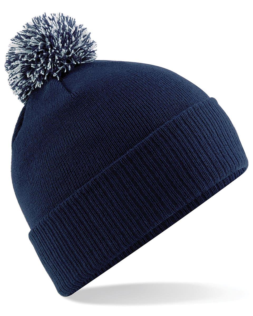 Beechfield Junior Snowstar Beanie Hat in French Navy / Light Grey (Product Code: B450B)