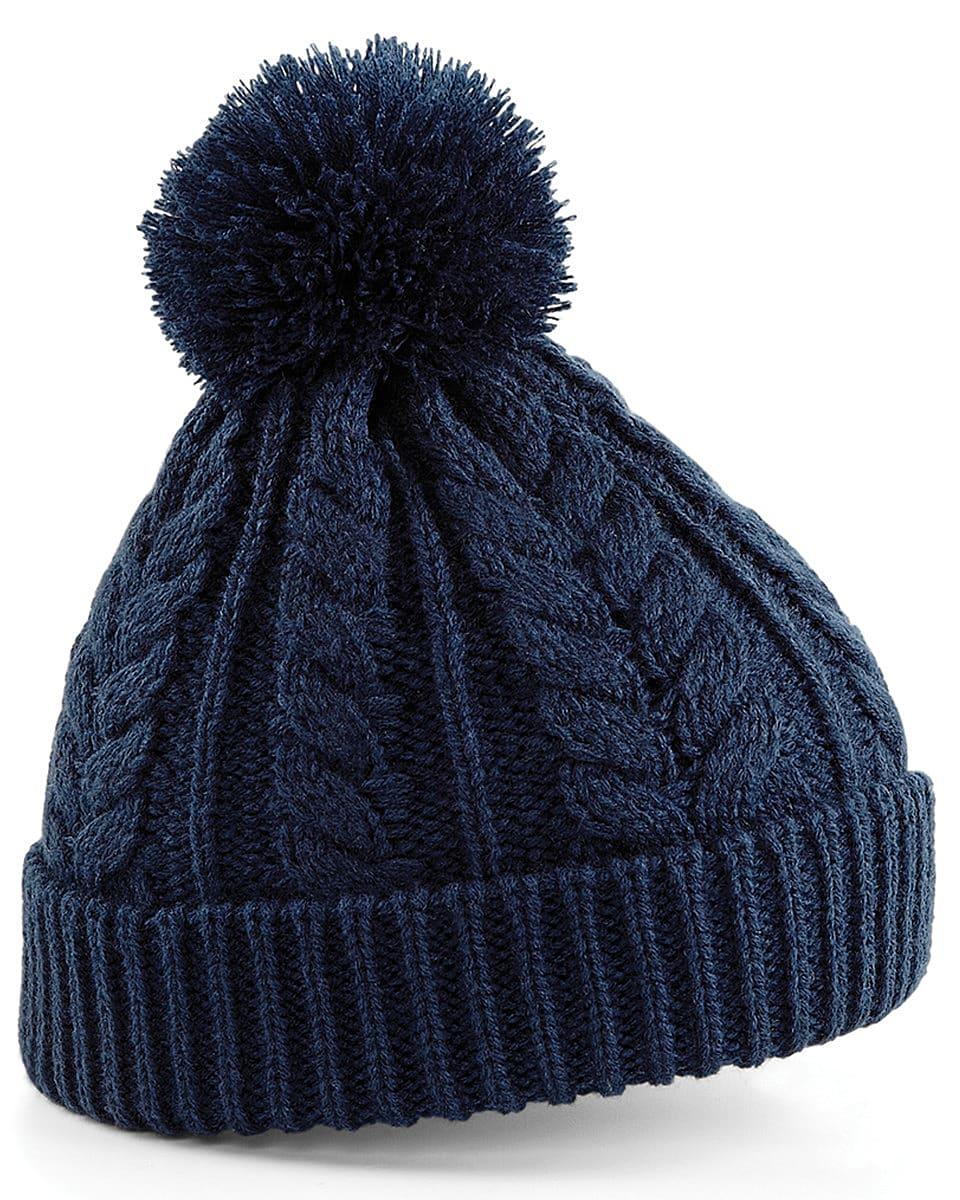 Beechfield Cable Knit Snowstar Beanie Hat in French Navy (Product Code: B454)