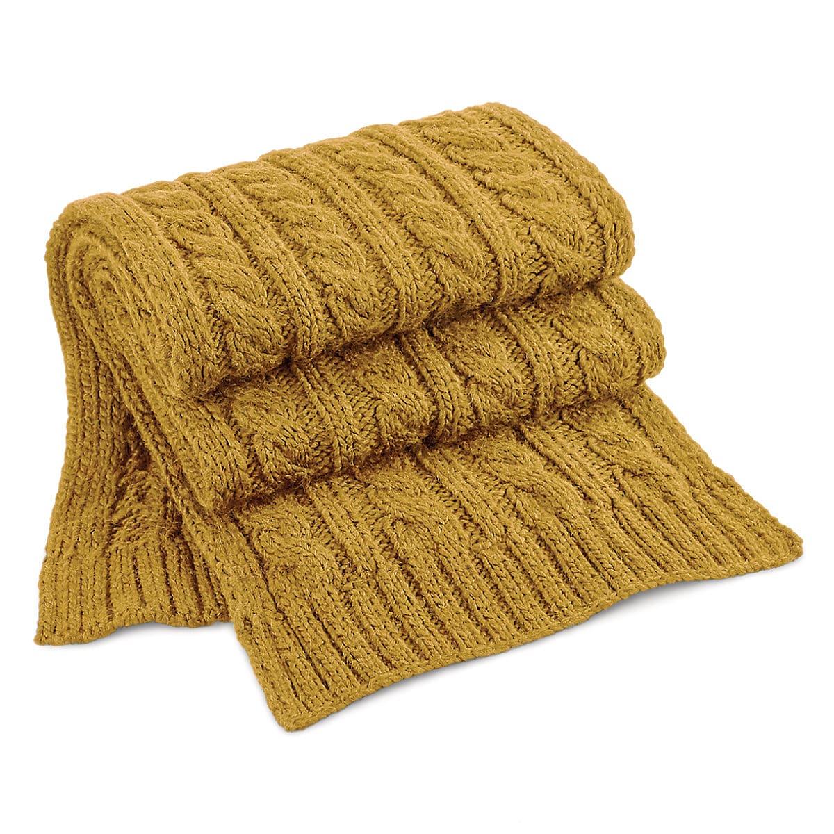 Beechfield Cable Knit Melange Scarf in Mustard (Product Code: B499)