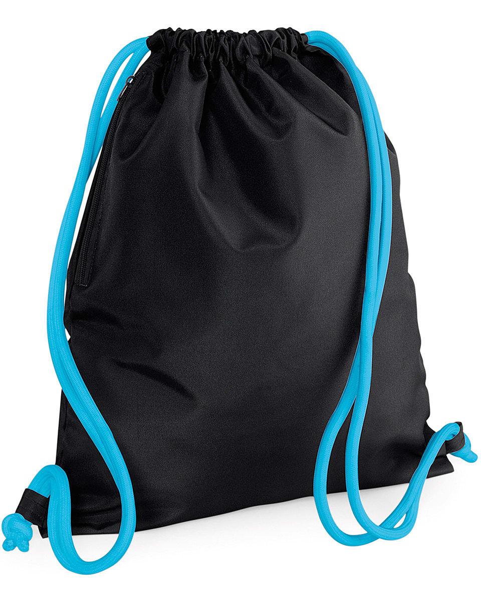 Bagbase Icon Drawstring Backpack in Black / Surf Blue (Product Code: BG110)