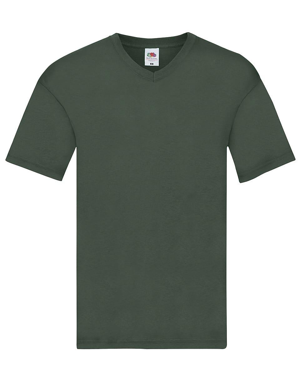 Fruit Of The Loom Mens Original V-Neck T-Shirt in Bottle Green (Product Code: 61426)