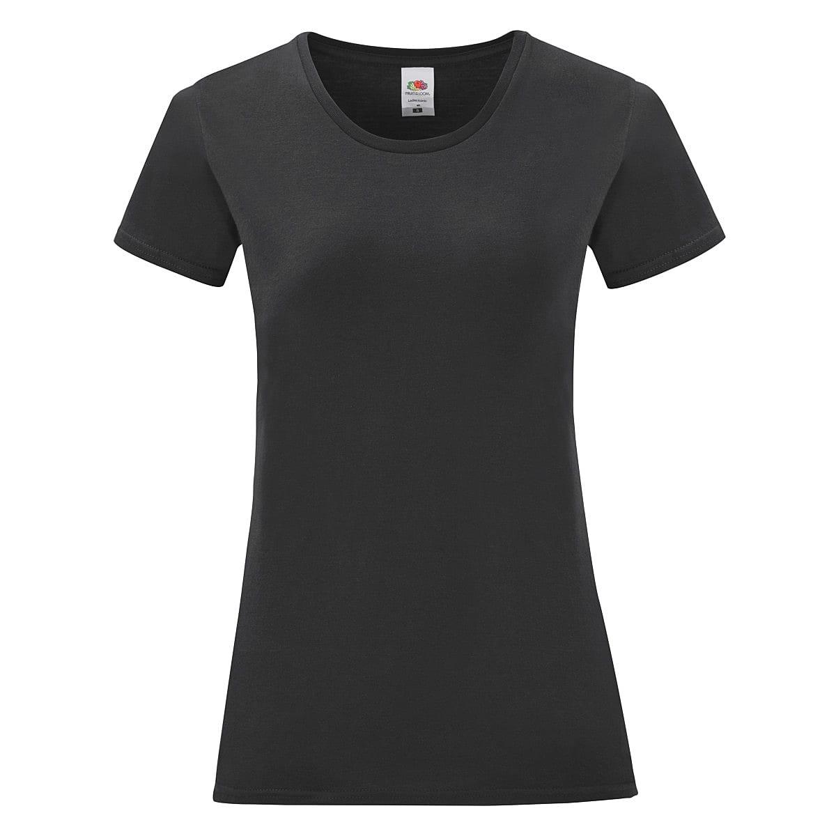 Fruit Of The Loom Womens Iconic T-Shirt in Black (Product Code: 61432)