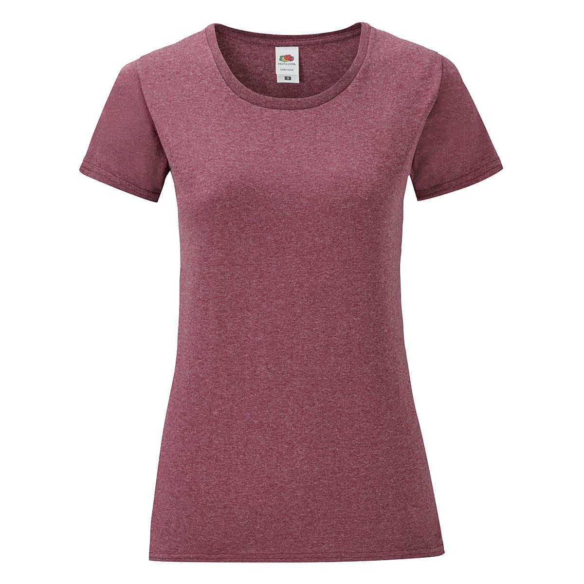 Fruit Of The Loom Womens Iconic T-Shirt in Heather Burgundy (Product Code: 61432)