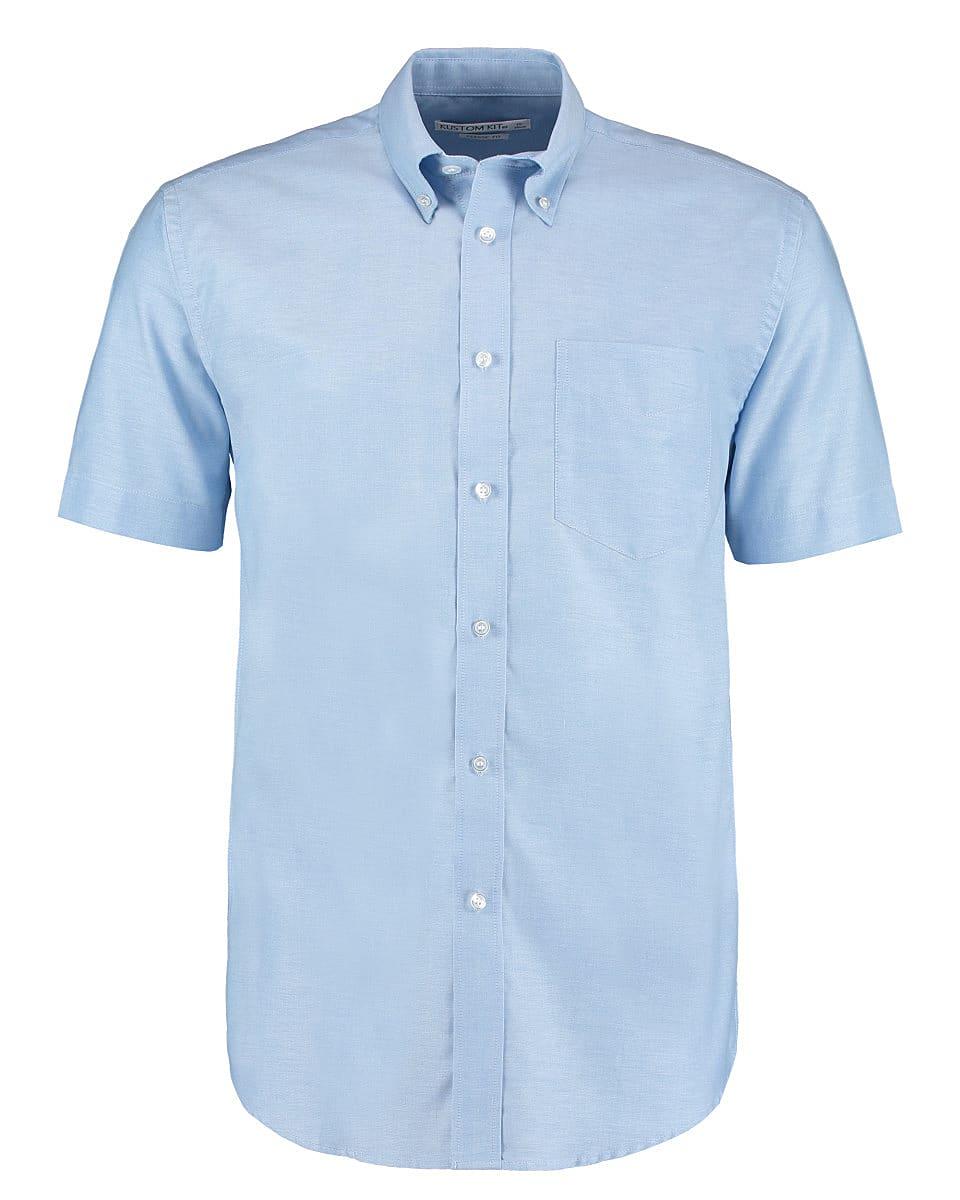 Kustom Kit Mens Workwear Oxford Short-Sleeve Shirt in Light Blue (Product Code: KK350)