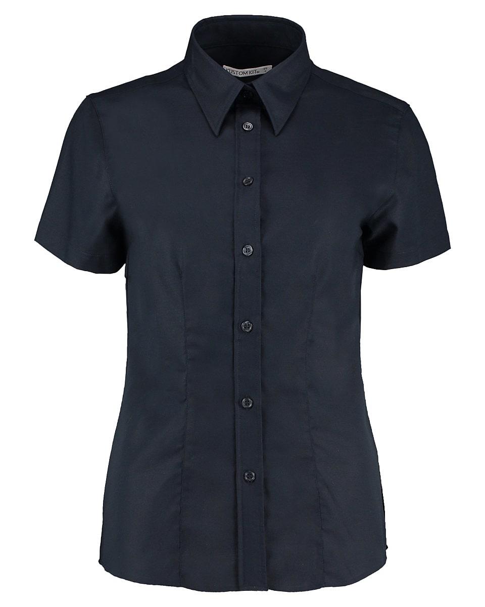 Kustom Kit Womens Workwear Oxford Short-Sleeve Shirt in French Navy (Product Code: KK360)