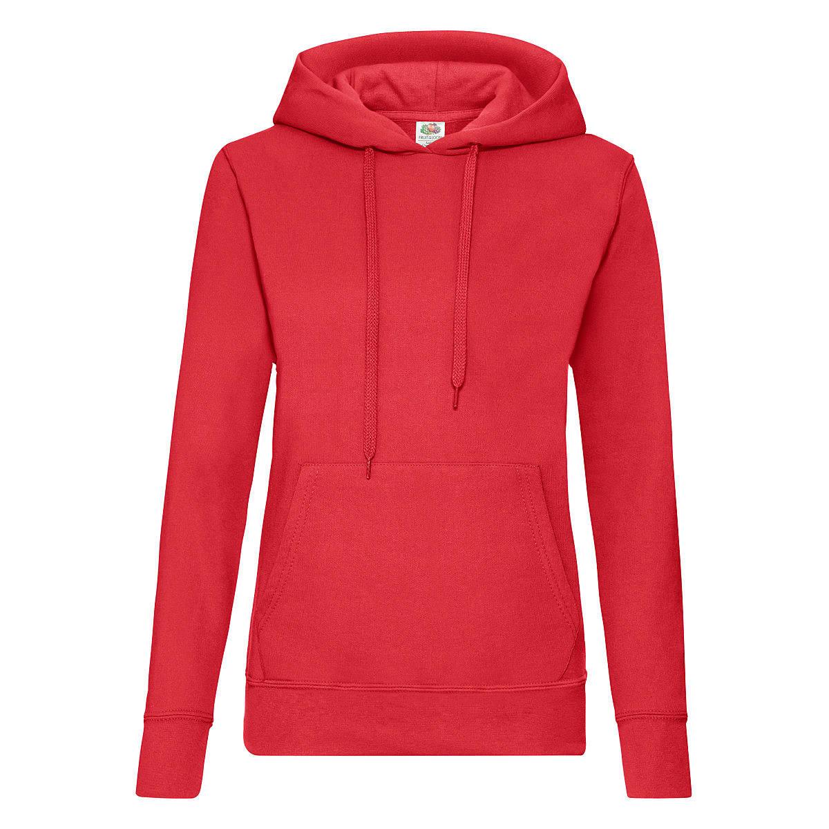 Fruit Of The Loom Lady-Fit Classic Hoodie in Red (Product Code: 62038)