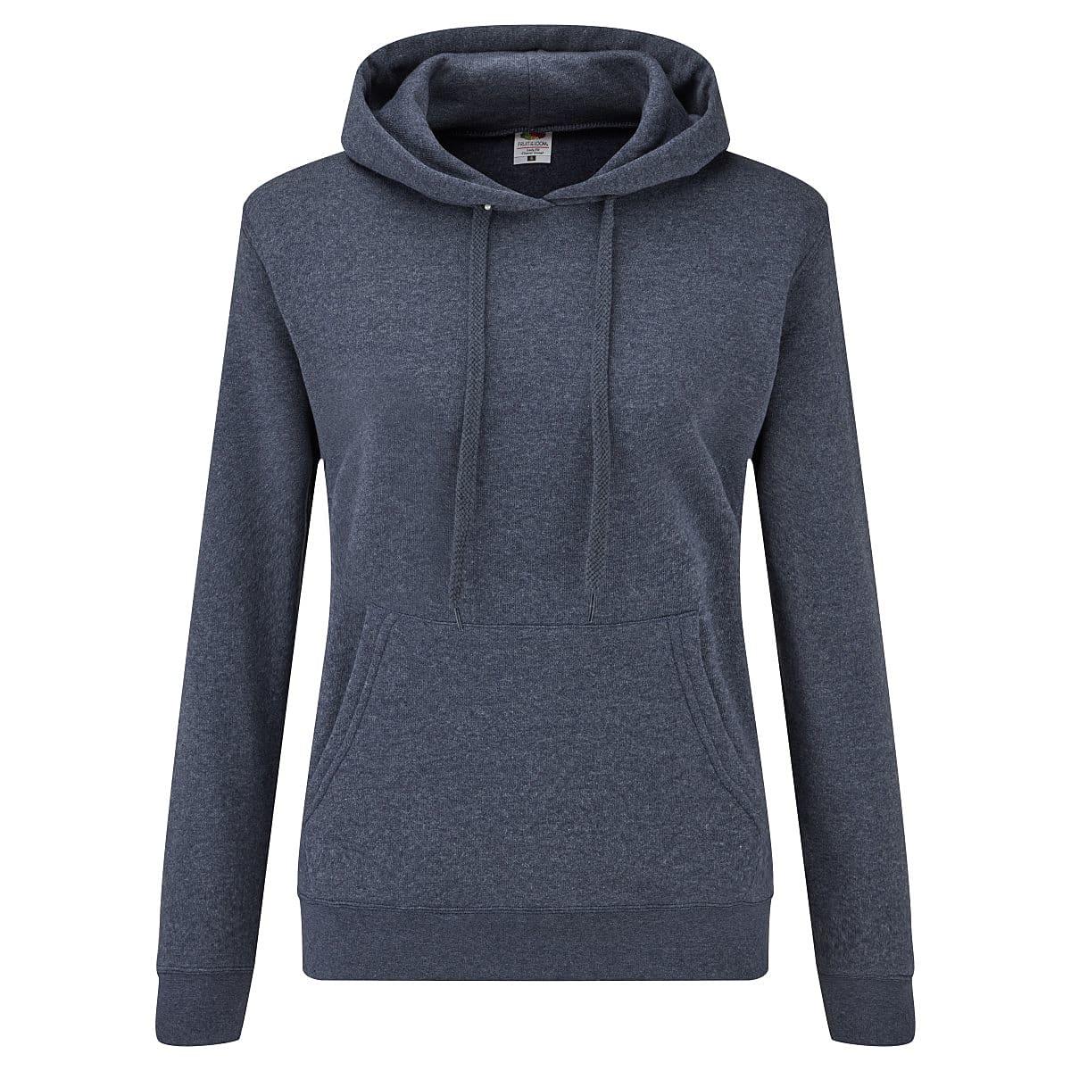 Fruit Of The Loom Lady-Fit Classic Hoodie in Vintage Heather Navy (Product Code: 62038)