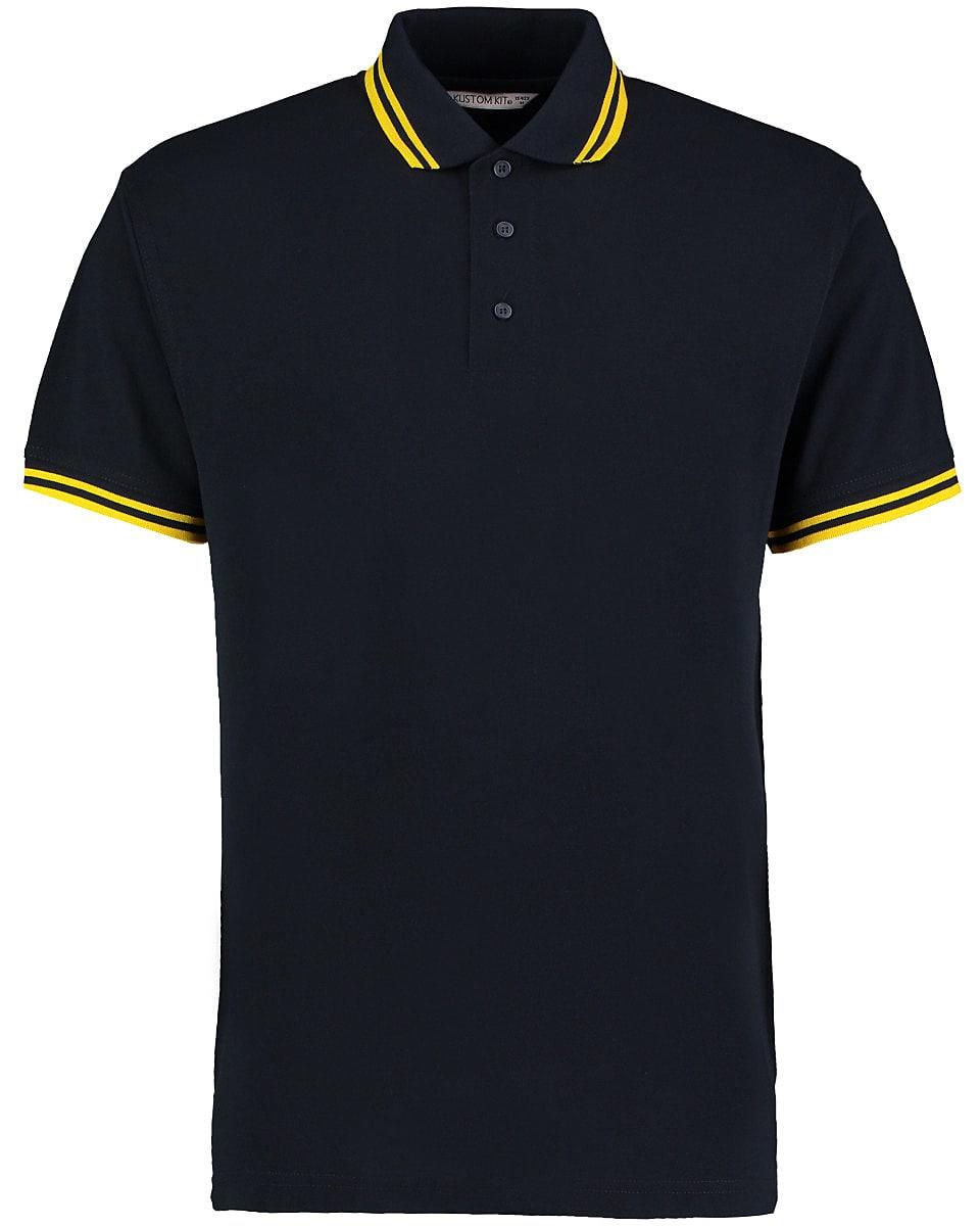 Kustom Kit Mens Tipped Pique Polo Shirt in Navy / Yellow (Product Code: KK409)