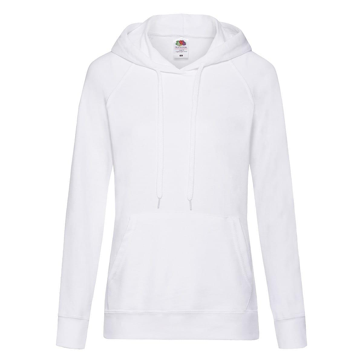 Fruit Of The Loom Lady-Fit Lightweight Hoodie in White (Product Code: 62148)