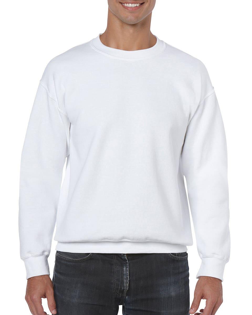 Gildan Heavy Blend Adult Crewneck Sweatshirt in White (Product Code: 18000)