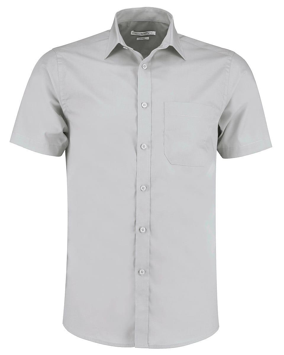 Kustom Kit Mens Short-Sleeve Poplin Shirt in Light Grey (Product Code: KK141)
