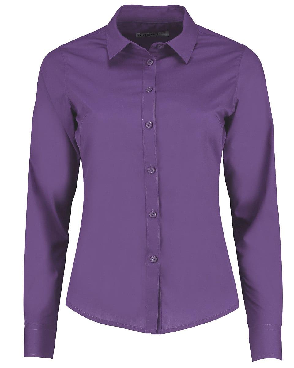 Kustom Kit Womens Long-Sleeve Poplin Shirt in Purple (Product Code: KK242)