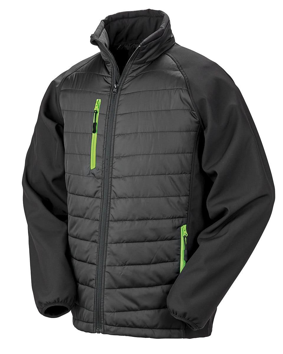 Result Black Compass Softshell Jacket in Black / Lime Green (Product Code: R237X)