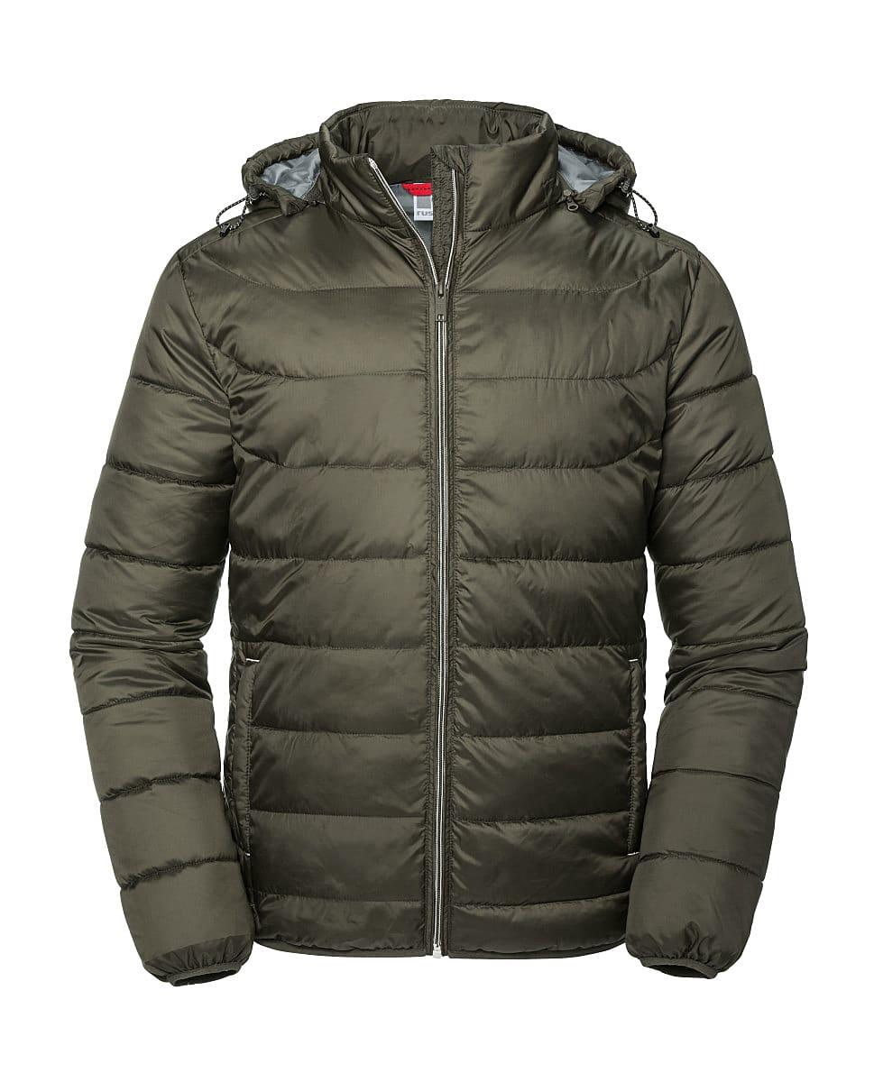 Russell Mens Hooded Nano Jacket in Dark Olive (Product Code: R440M)