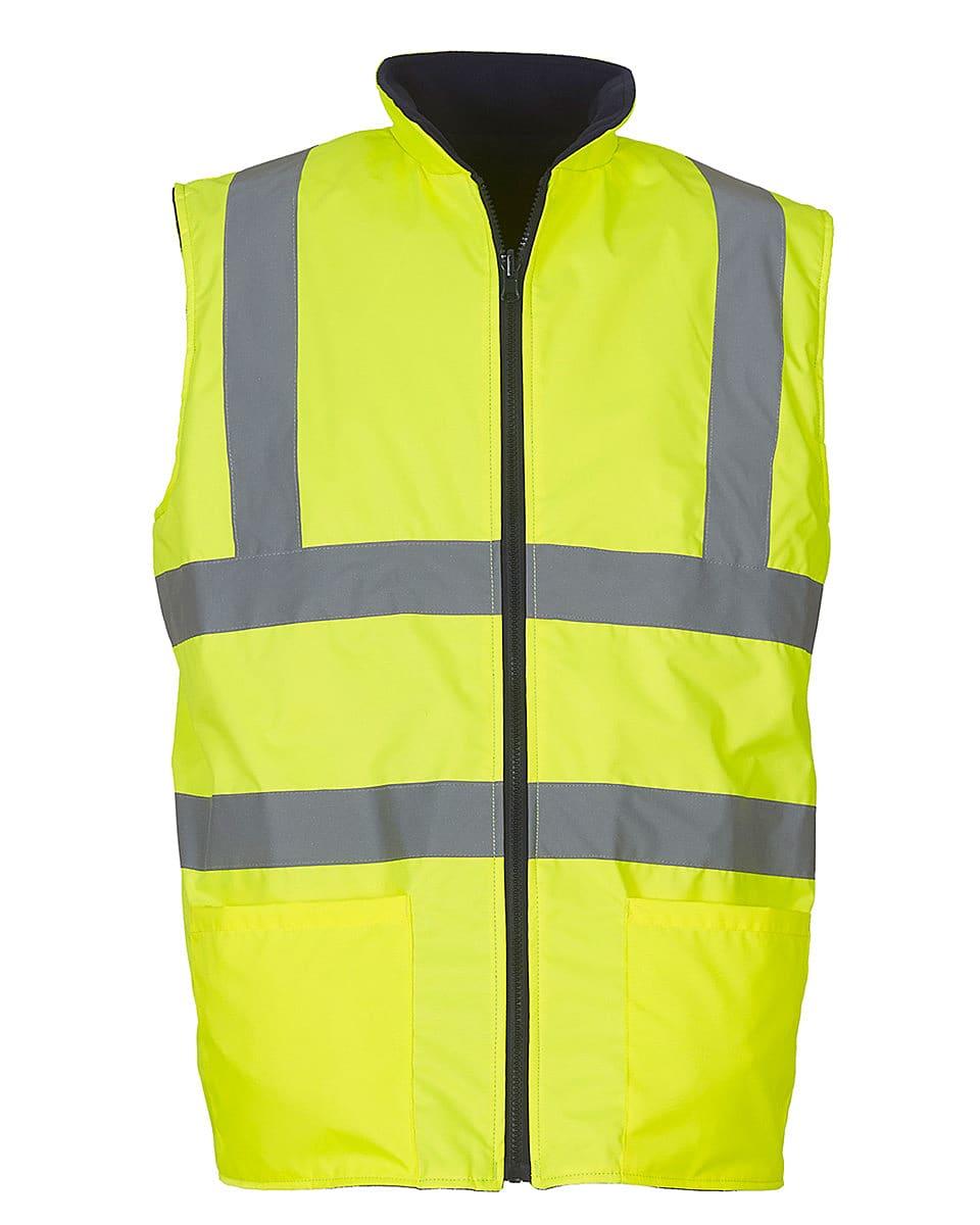 Yoko HV008F Men High Visibility Safety Work Jacket Hi-Vis Reversible Fleece Vest 