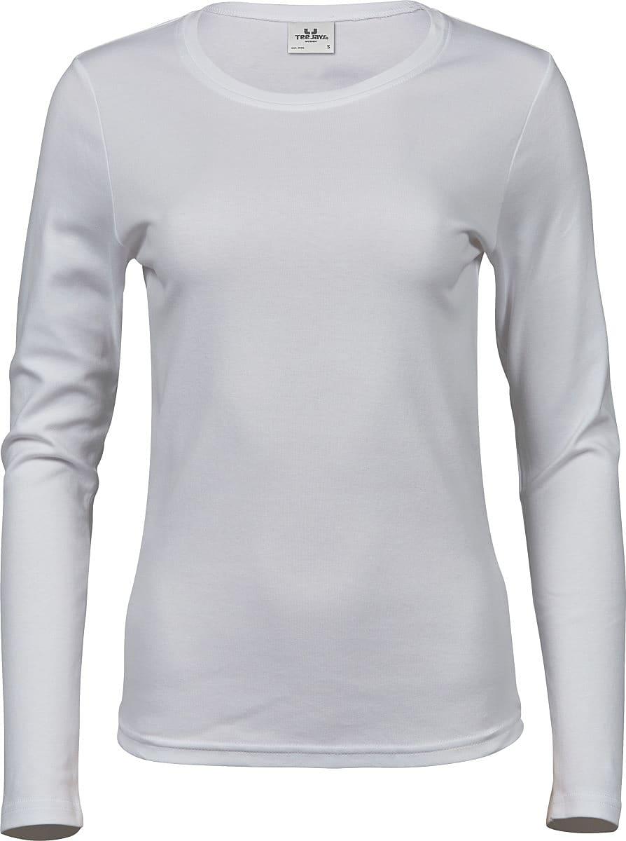 Tee Jays Womens Long-Sleeve Interlock T-Shirt in White (Product Code: TJ590)