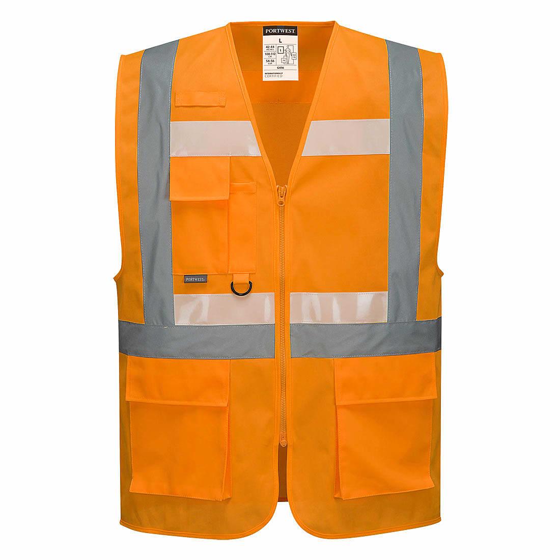 Portwest Glowtex Ezee Zip Executive Vest in Orange (Product Code: G456)