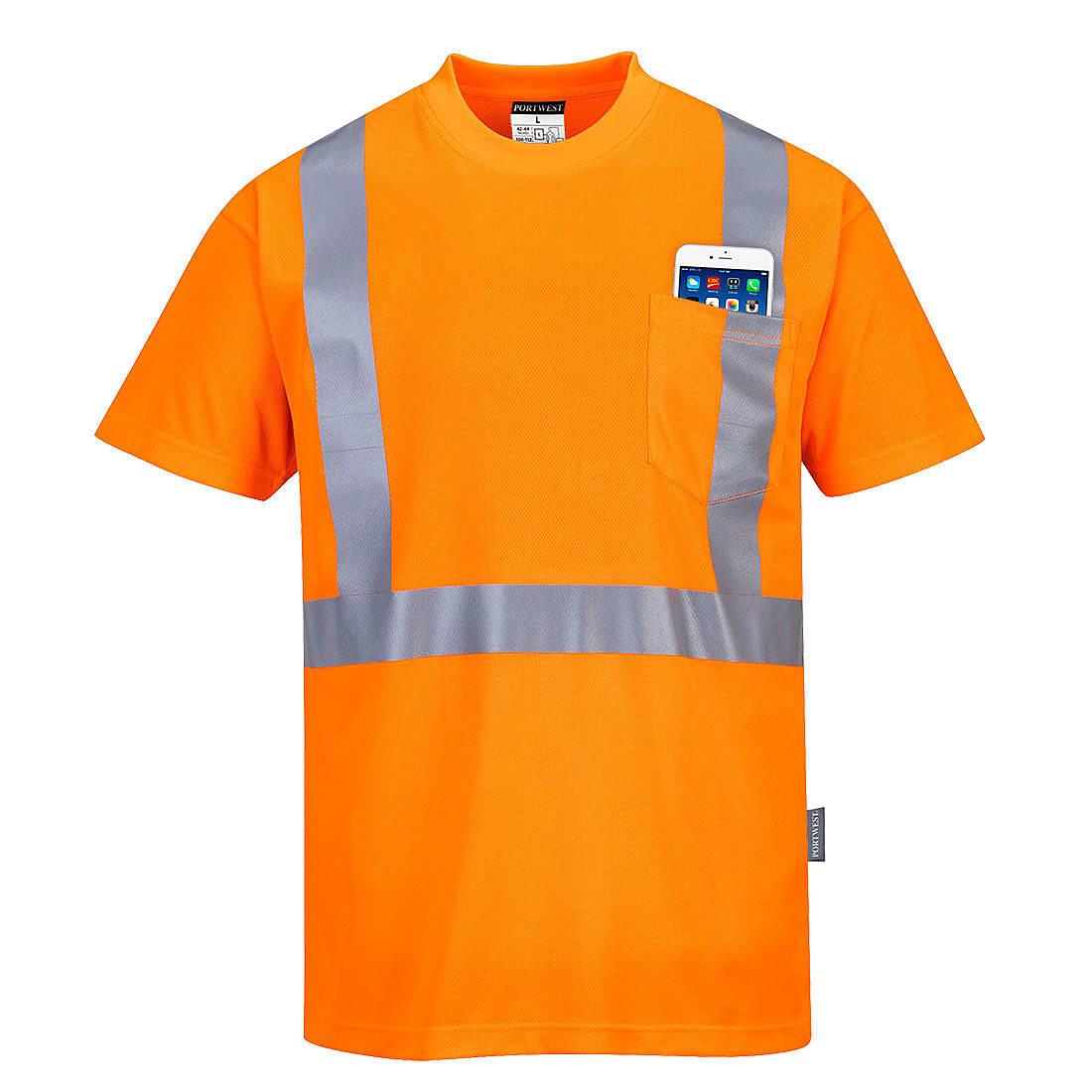 Portwest Hi-Viz Pocket T-Shirt in Orange (Product Code: S190)