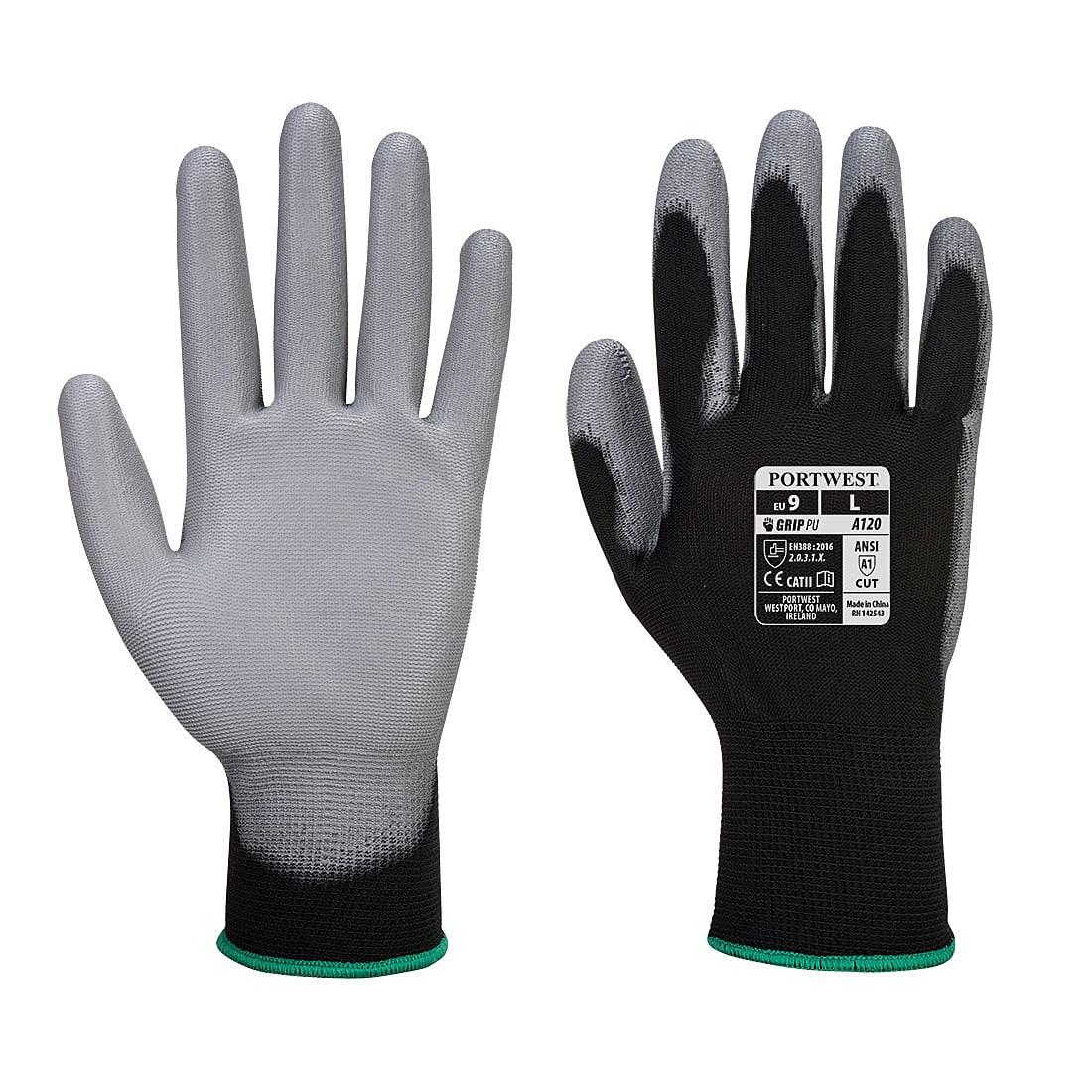 Portwest PU Palm Gloves in Black / Grey (Product Code: A120)