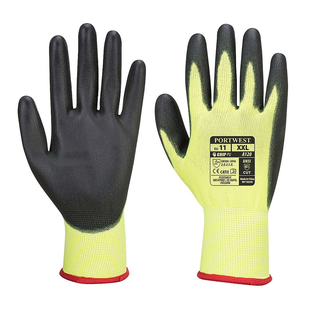 Portwest PU Palm Gloves in Yellow / Black (Product Code: A120)