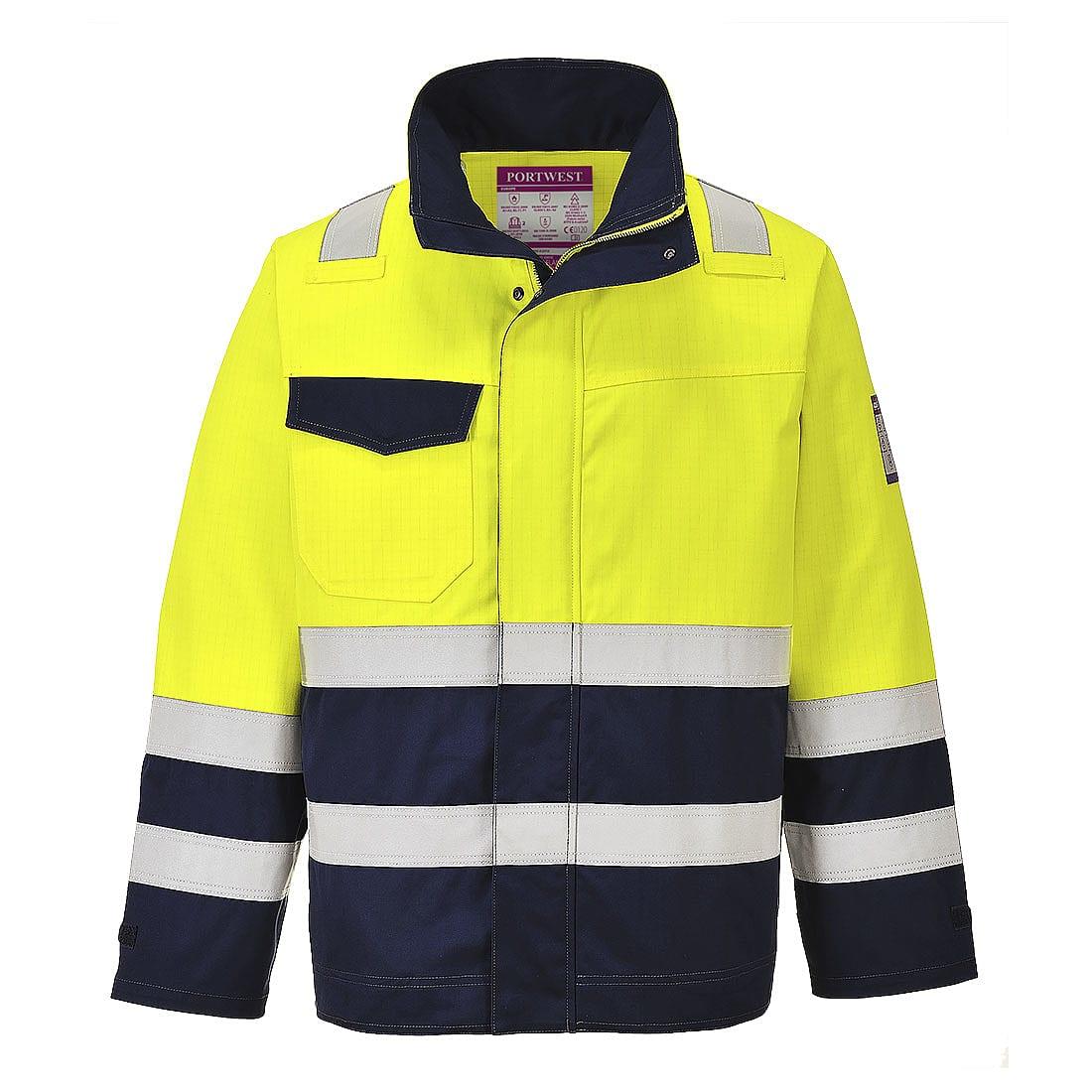 Portwest Hi-Viz Modaflame Jacket in Yellow / Navy (Product Code: MV25)