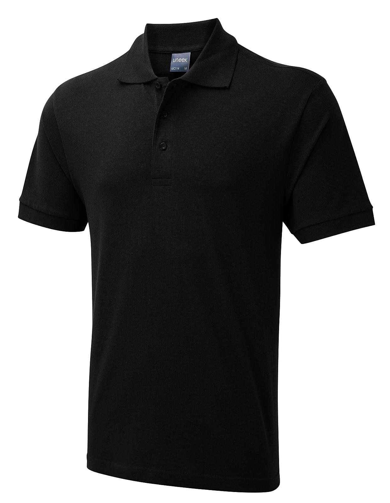 Uneek 180GSM Mens Polo Shirt in Black (Product Code: UC114)