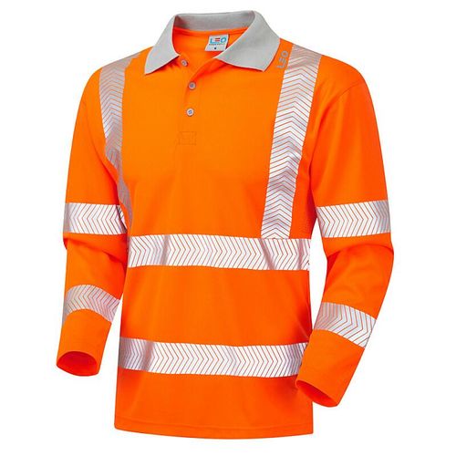 Leo Barricane ISO 20471 Class 3 Coolviz Plus Sleeved Polo Shirt Orange