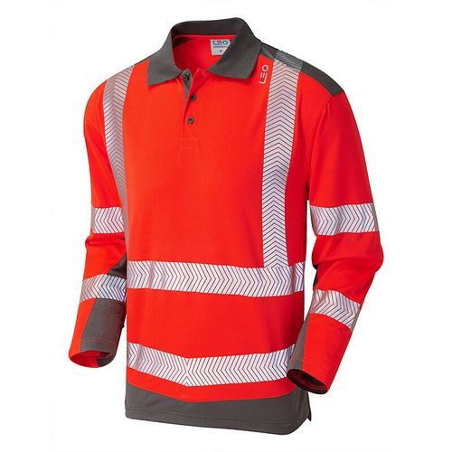 Leo Wringcliff ISO 20471 Class 2 Coolviz Plus Polo Shirt Red/Grey