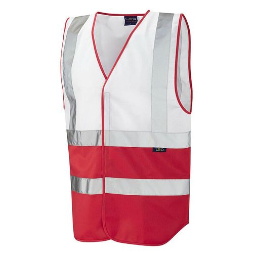 Leo Pilton Single Colour Reflective Waistcoat (Non ISO 20471) White/Red