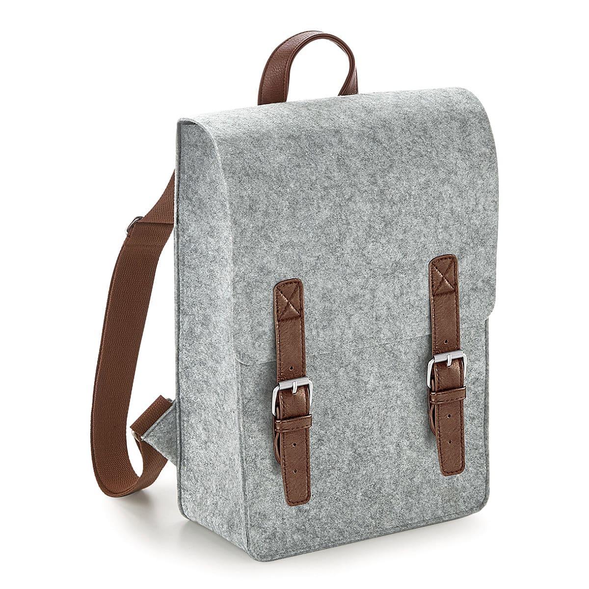 Bagbase Premium Felt Backpack in Grey Melange / Tan (Product Code: BG735)