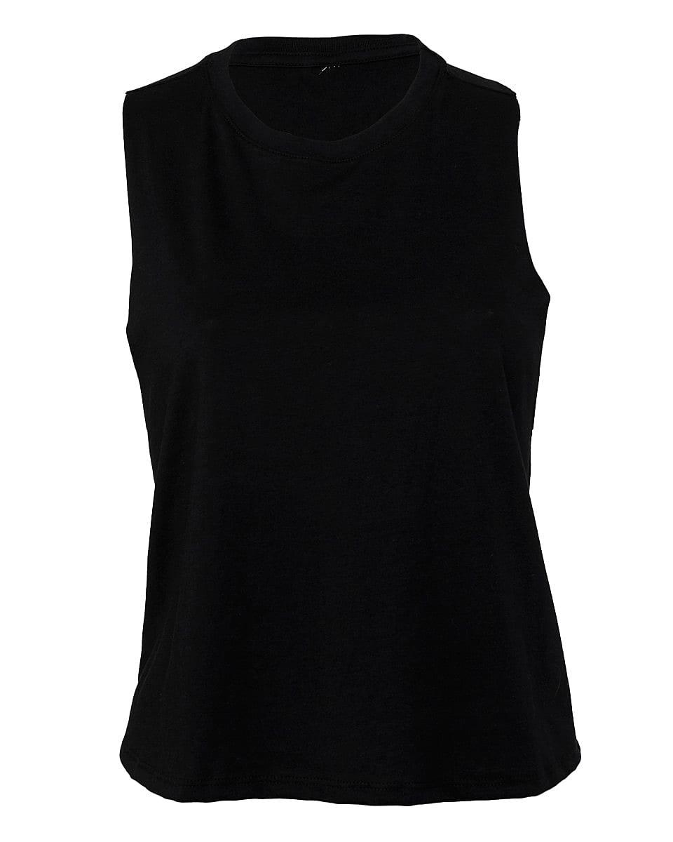 Bella Womens Racerback Cropped Tank in Solid Black Triblend (Product Code: BE6682)