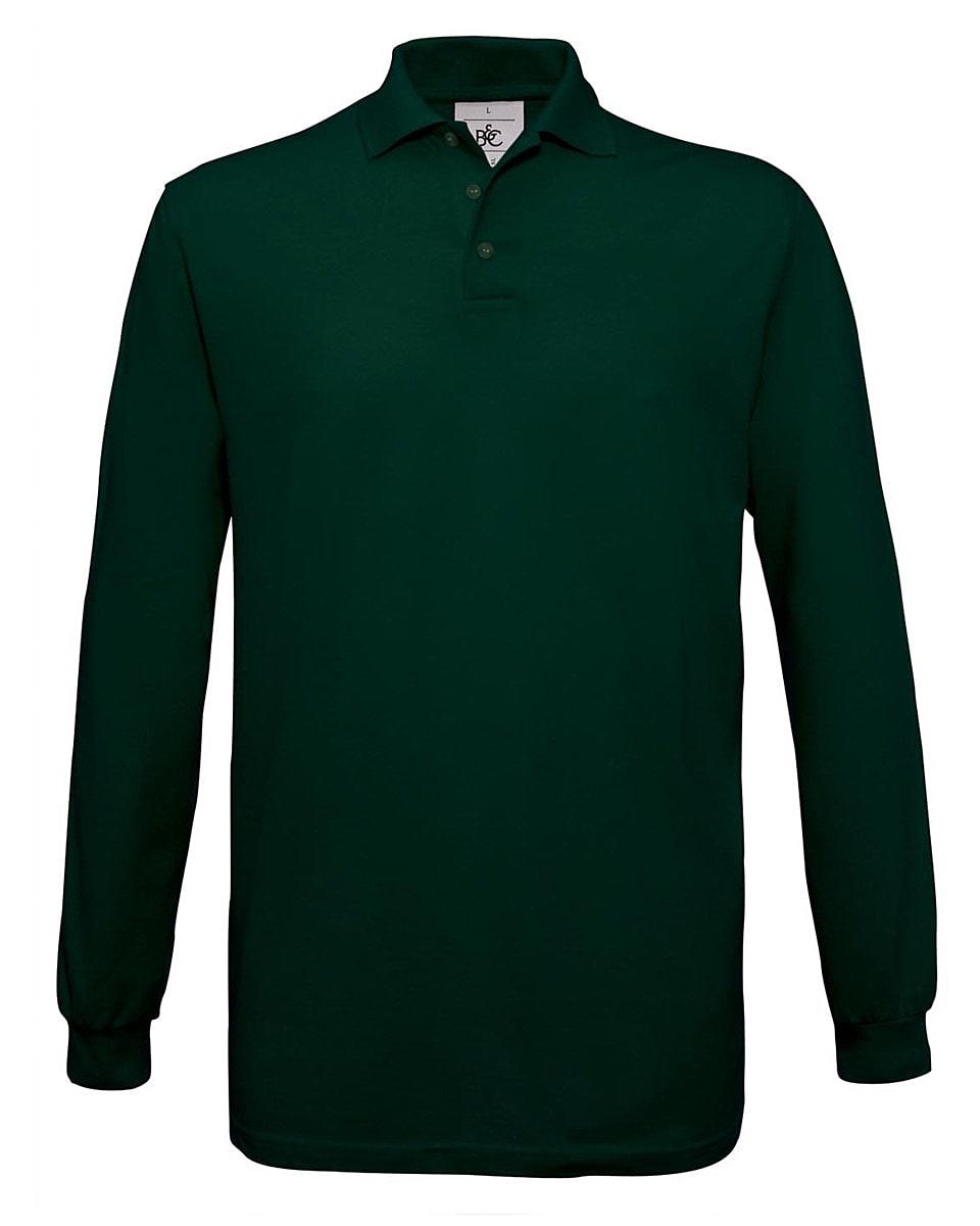 B&C Safran Long-Sleeve Polo Shirt in Bottle Green (Product Code: PU414)