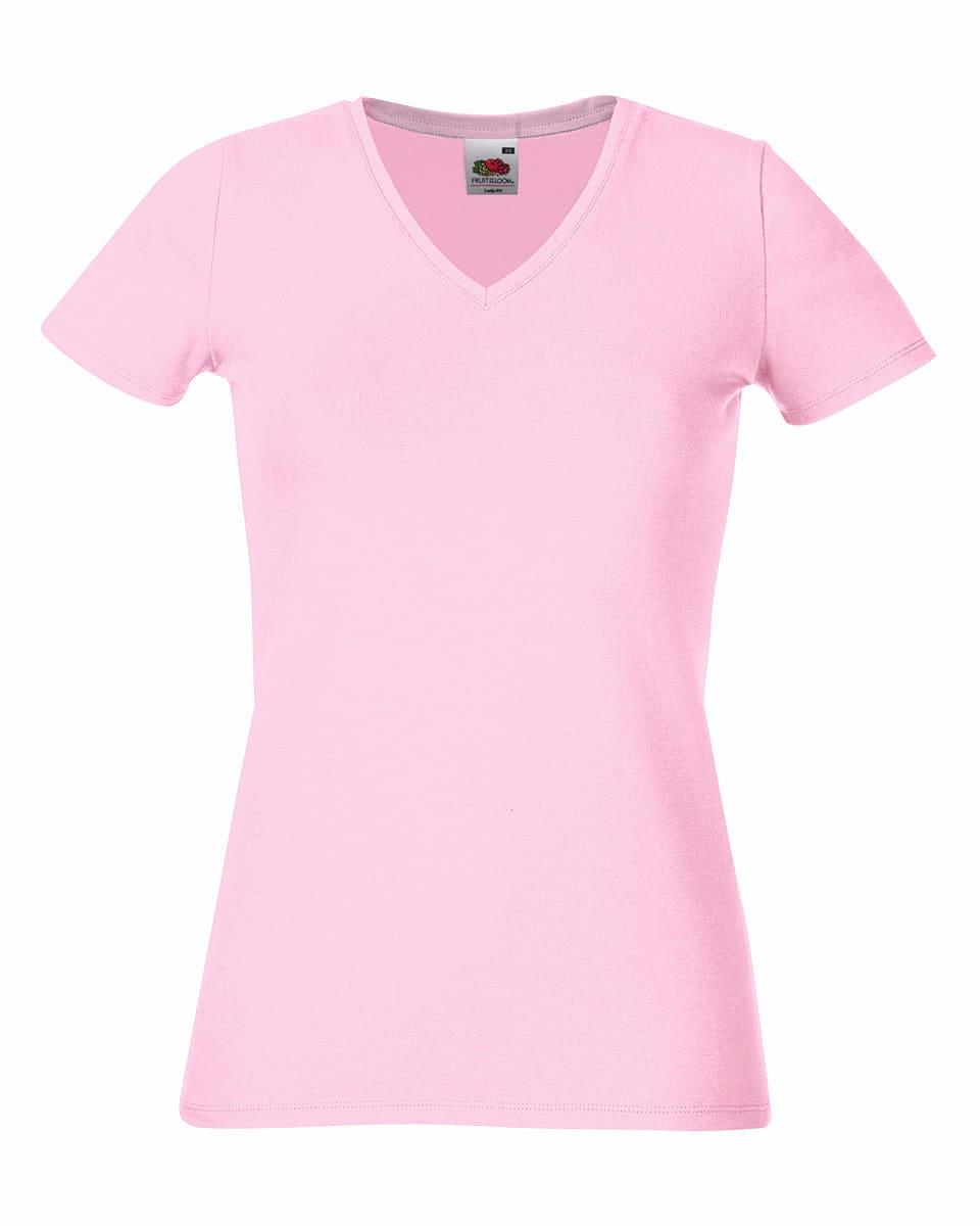 Fruit Of The Loom Lady-Fit V-Neck T-Shirt in Light Pink (Product Code: 61382)