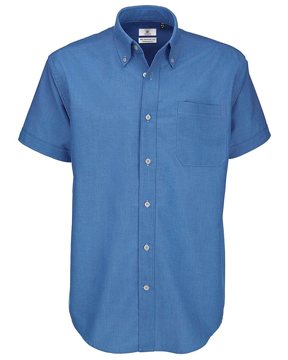 B&C Mens Oxford Short-Sleeve Shirt in Blue Chip (Product Code: SMO02)