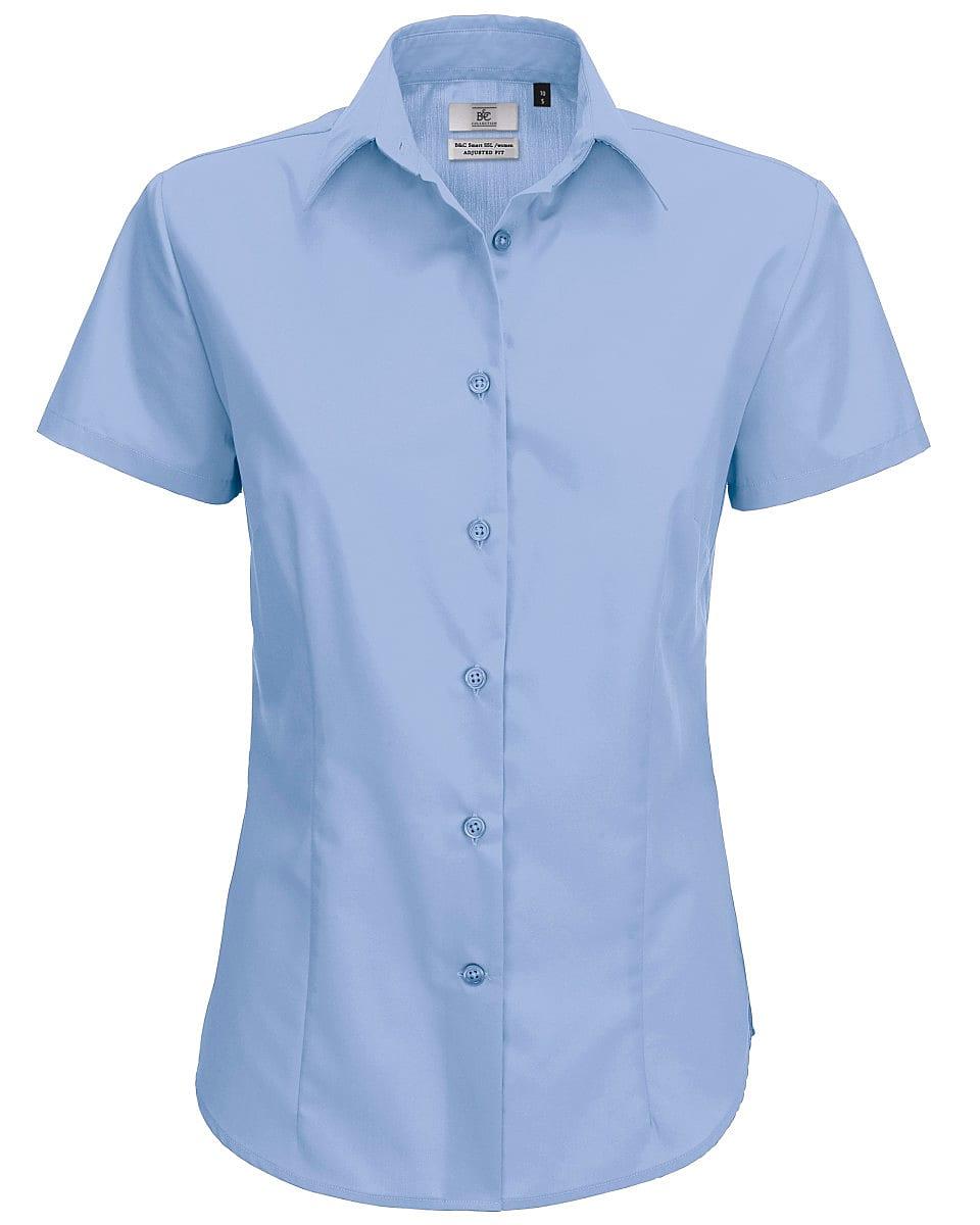 B&C Womens Smart Short-Sleeve Poplin Shirt in Business Blue (Product Code: SWP64)