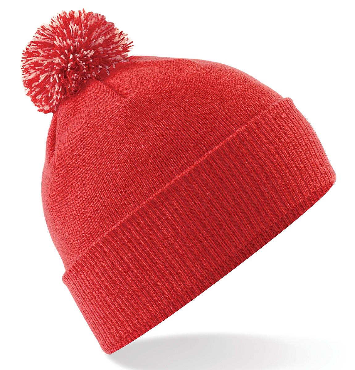 Beechfield Junior Snowstar Beanie Hat in Bright Red / Off-White (Product Code: B450B)
