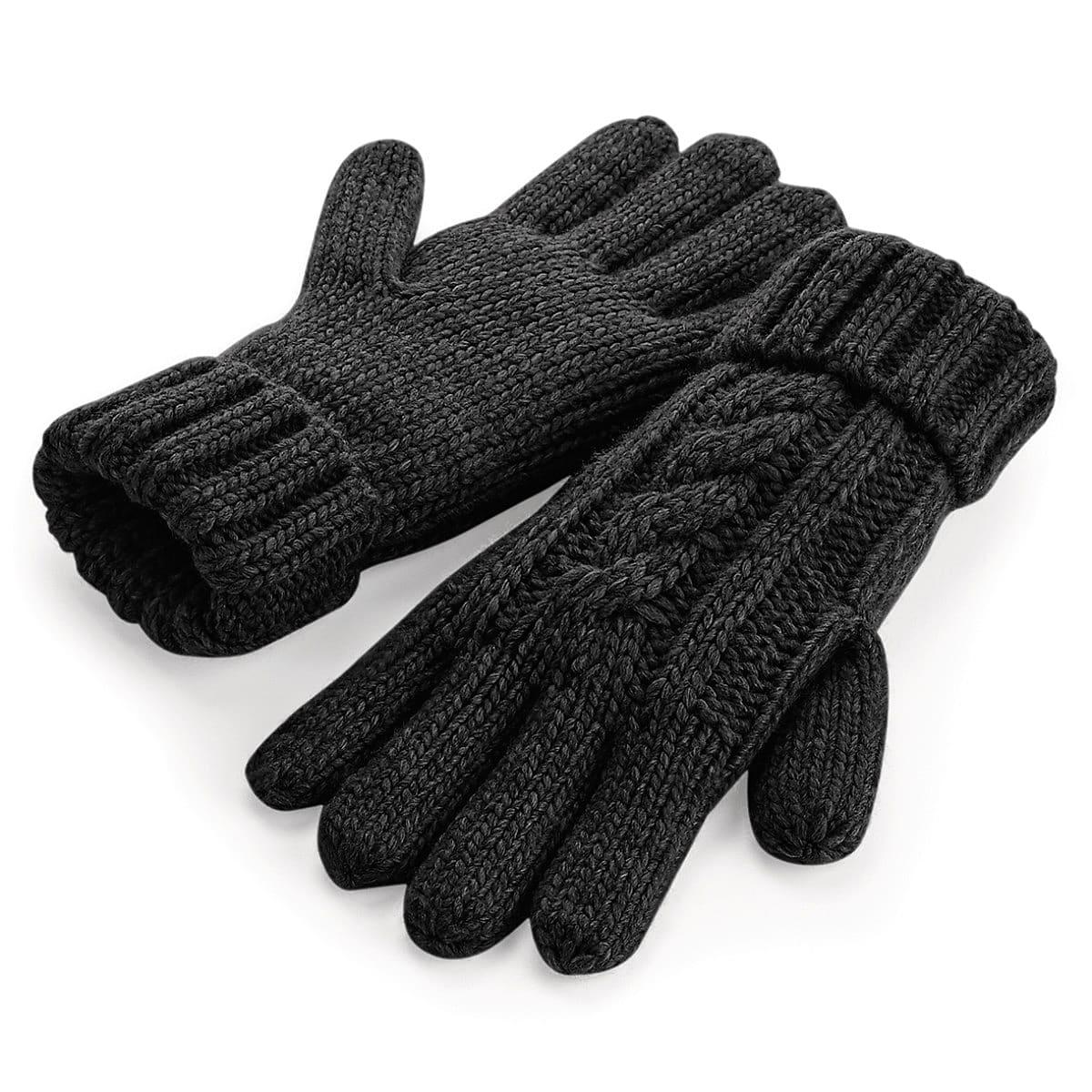 Beechfield Cable Knit Melange Gloves in Black (Product Code: B497)