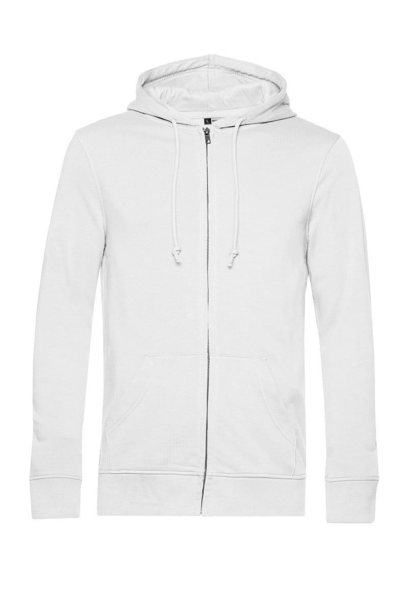 B&C Mens Organic Zipped Hoodie in White (Product Code: WU35B)