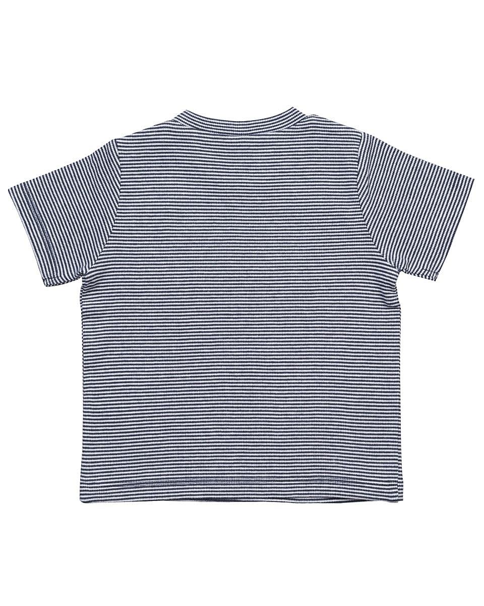 Babybugz Baby Striped T-Shirt in White / Nautical Navy (Product Code: BZ45)