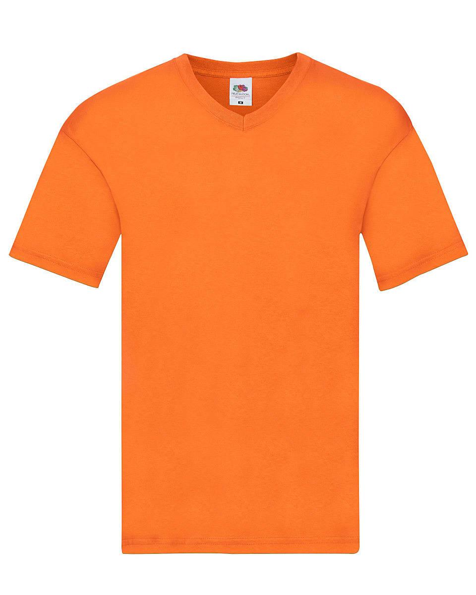 Fruit Of The Loom Mens Original V-Neck T-Shirt in Orange (Product Code: 61426)
